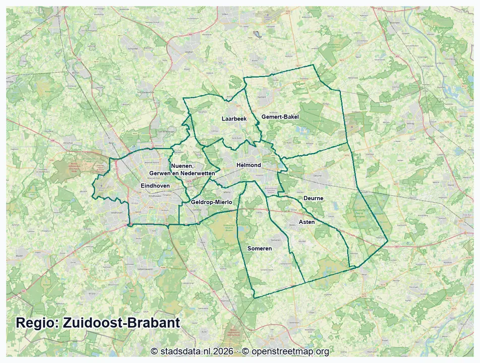 Kaart Zuidoost-Brabant